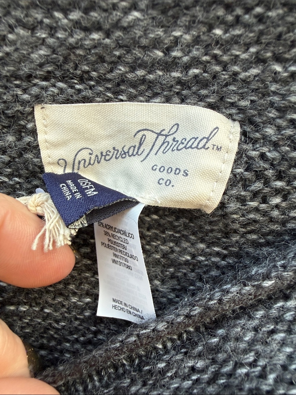 NWT Universal Thread Charcoal Gray Knit Poncho Sweater - One Size - Picture 5 of 6